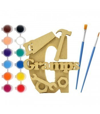 Personalised Children's Fathers Day Paint Your Own Kits 18mm Freestanding Letter With Separate 3mm 3D Themed Shapes - Tools